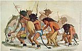 George Catlin Canvas Paintings - Sioux Buffalo Dance
